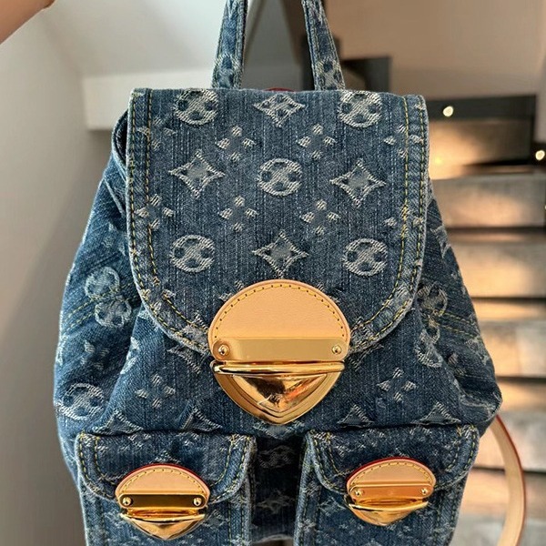 Neie populäre Denim Jacquard-Rucksak mat modeschen, lässegen, gedréckten Duebelrucksäck fir Reesen a villfältegen Eenzelrucksäck_voghion.com