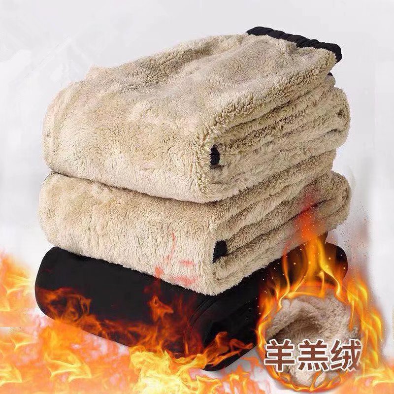 Men's Lamb Wool Pants for Autumn and Winter, Solid Color, Loose Fit, Casual Long Pants, Plus Size, Warm Sweatpants for Spring and Autumn