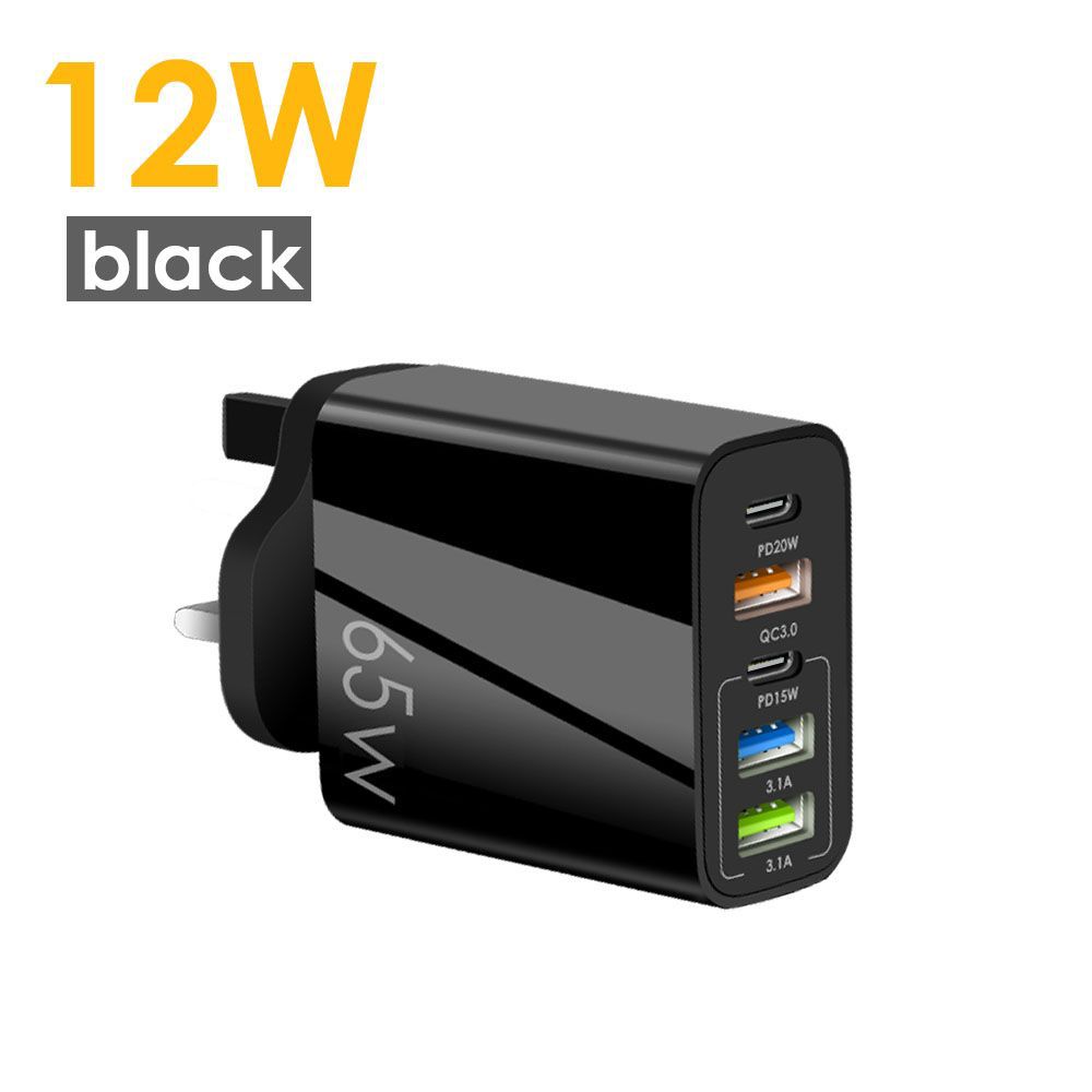 Nuevo PD65W carga rápida cargador de teléfono móvil 5V4A europeo y americano británico PD + 3USB adaptador multi-Puerto Cabeza de carga