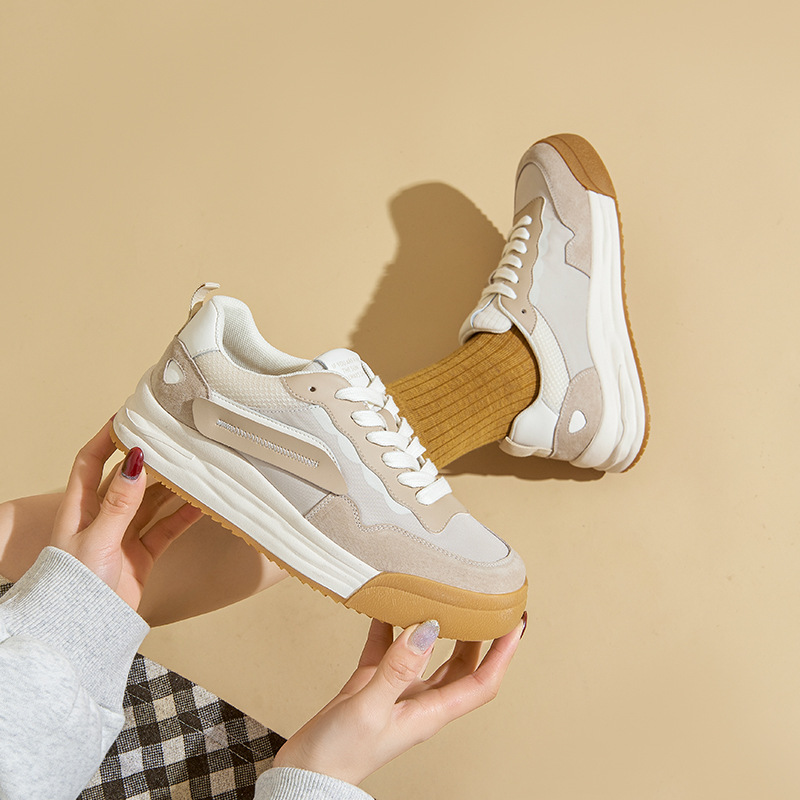 Petites chaussures de sport en cuir véritable blanc à semelle plate pour femmes, chaussures simples polyvalentes décontractées, nouvelle collection printemps 2023, Instagram_voghion.com