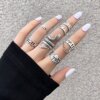 Shining diamond inlaid butterfly ring Women's joint ring nodes ring ring retro angel skeleton love snake ring