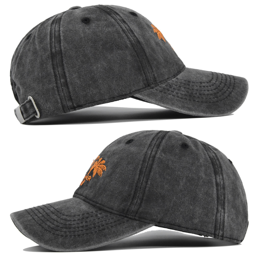 Mens Baseball Cap With Coconut Embroidery Washed Cotton Sun Visor_voghion.com