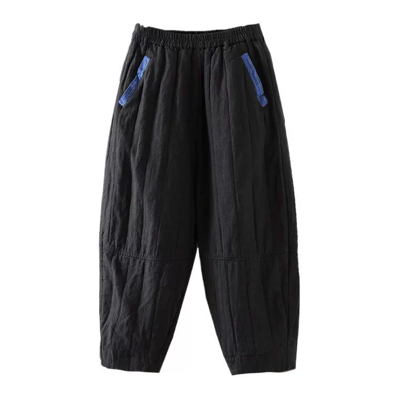 Retro quilted winter keep warm trousers, loose fit, increased thickness, Amazon