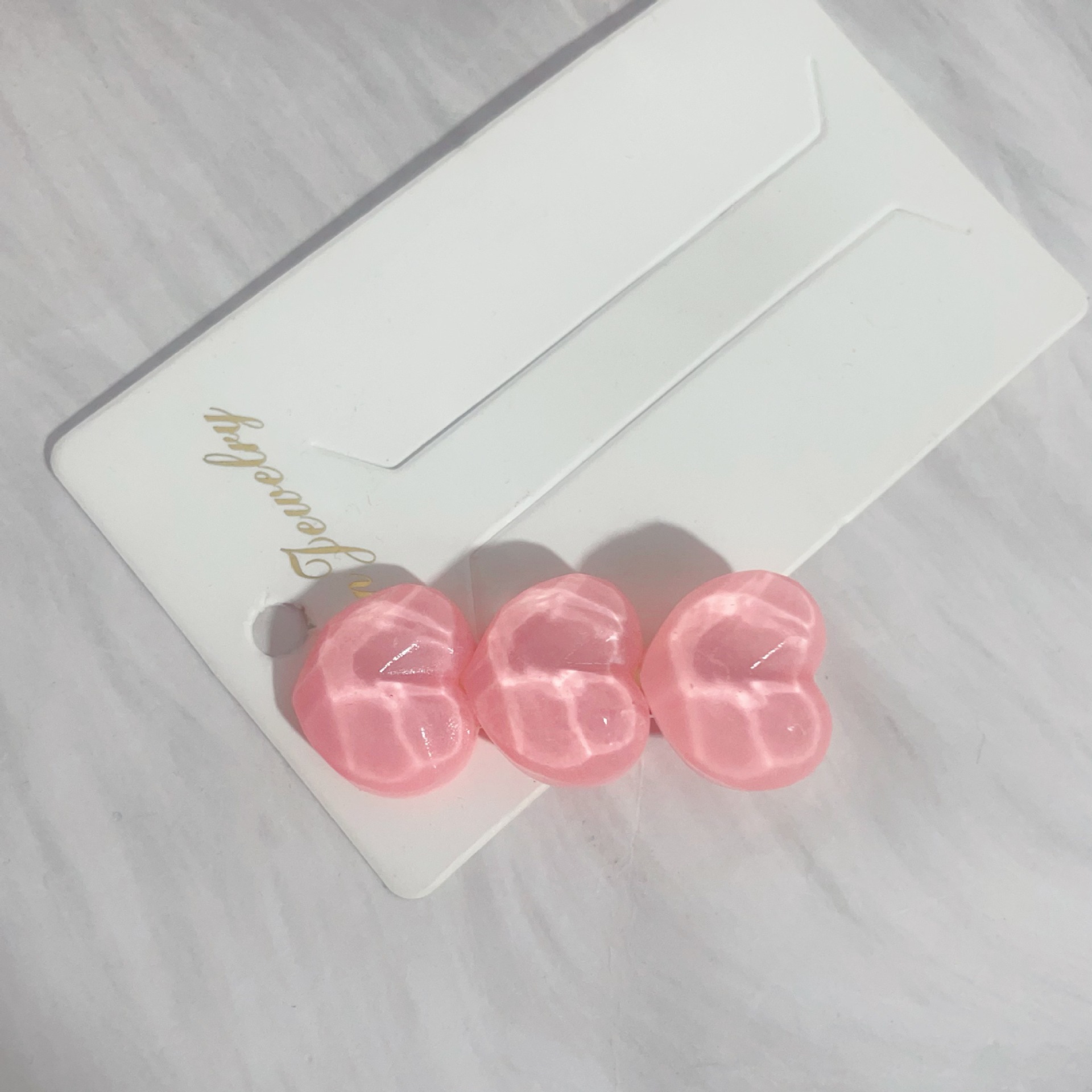 핑크색 투명 러브 머리핀 3개