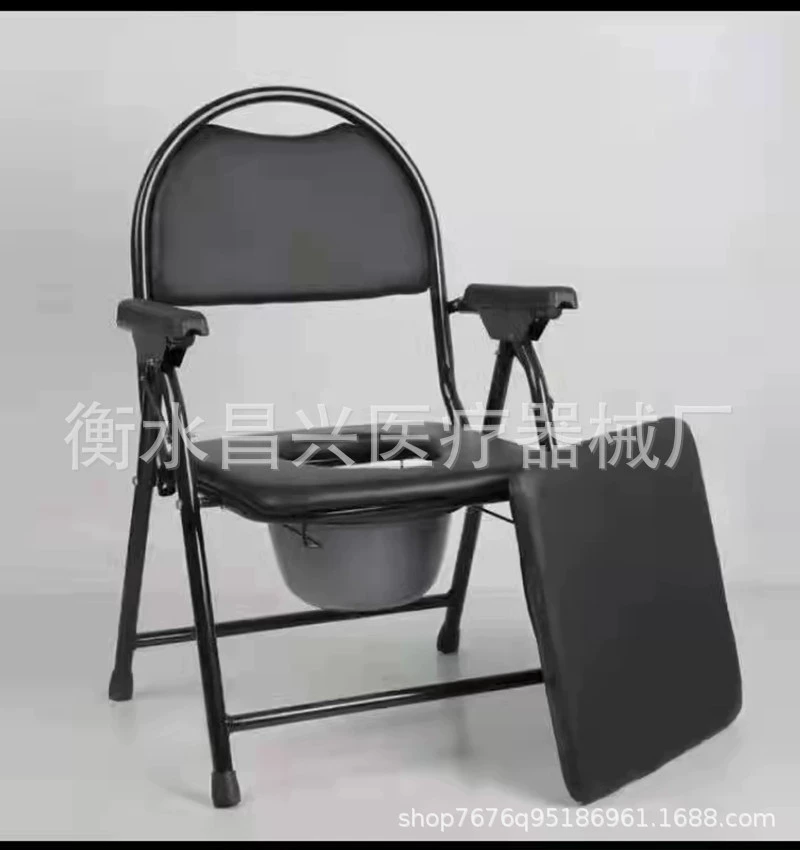 Заводское утолщенное стальное кресло для унитаза Складное туалетное кресло для пожилых людей Материнская реабилитация Стул для унитаза
