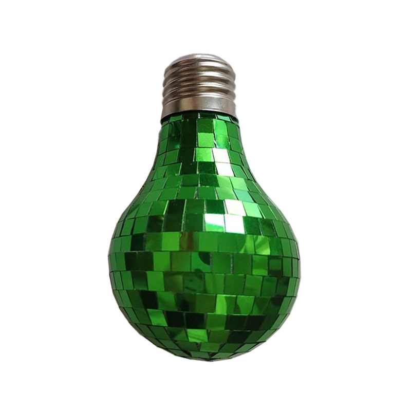 Adornos reflectantes de espejo de cristal de diamante navideño personalizado, embrión de espuma, diseño de escena LED verde, colgante luminoso