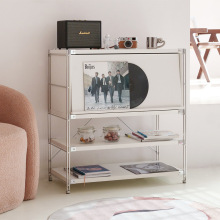 日式家用杂志柜客厅餐边柜书架落地收纳置物架展示卧室简约翻门柜