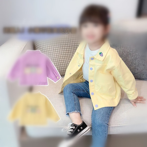 Denim children's demi-season jacket girl's