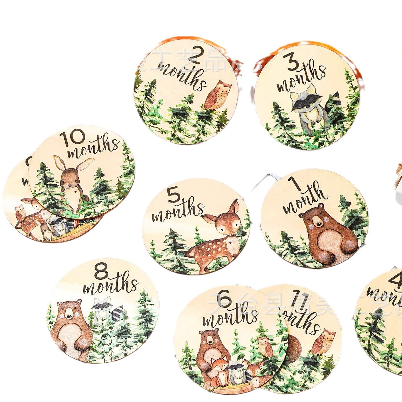 Bebé de madera hito mensual fotografía de madera apoyos mes hogar recién nacido tarjeta mensual DIY Tarjeta de madera