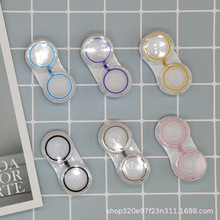 源头厂家防水圈一体双联盒糖果色高端清洗器专用配件美瞳盒透明