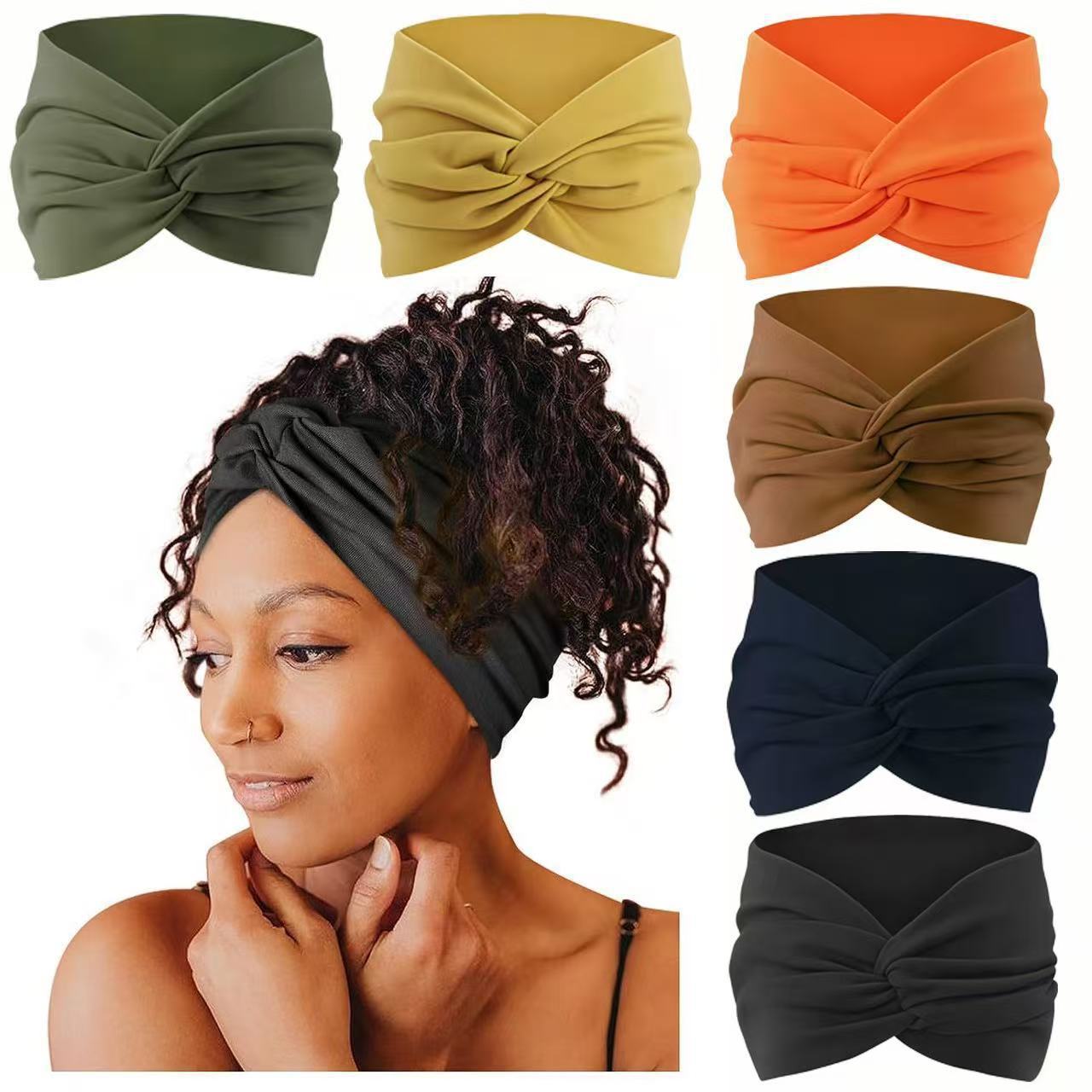 Europa y los Estados Unidos de color sólido banda de pelo deportiva ancho banda de pelo antiperspirante bandana de pelo yoga fitness banda de pelo deportiva absorción de sudor adornamiento para el pelo