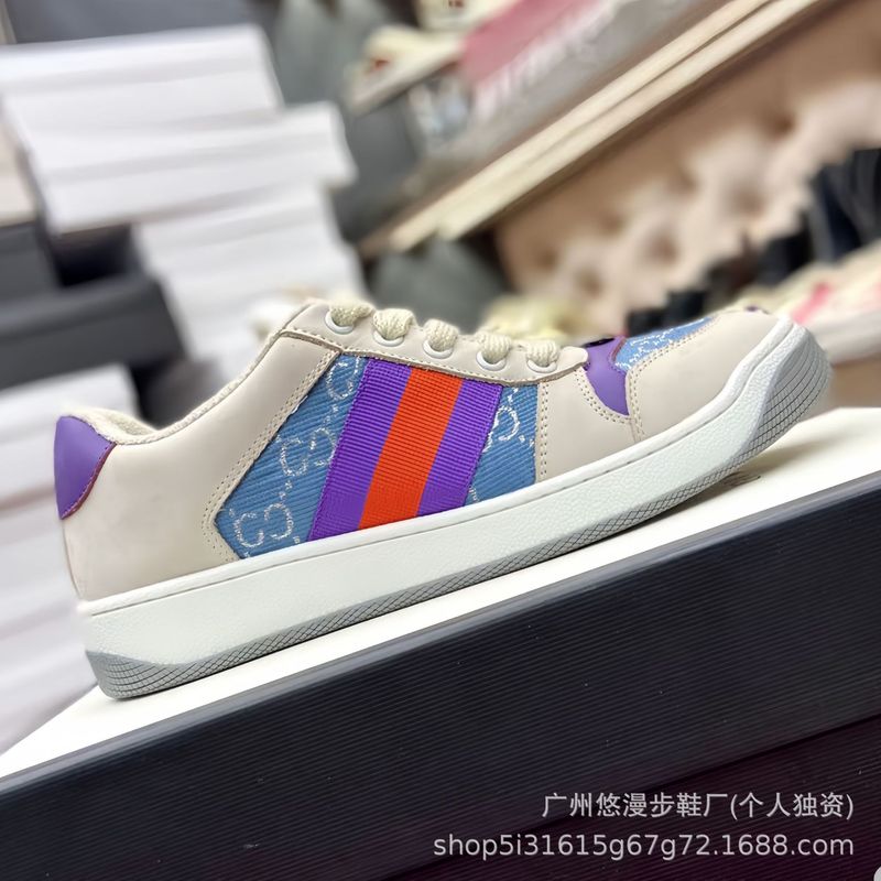 经典G家脏脏鞋男女情侣款复古做旧老花字母系带百搭平底休闲板鞋|undefined