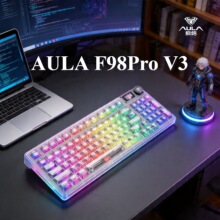 狼蛛F98Pro V3侧刻客制化机械键盘三模无线有线蓝牙透明热插拔RGB