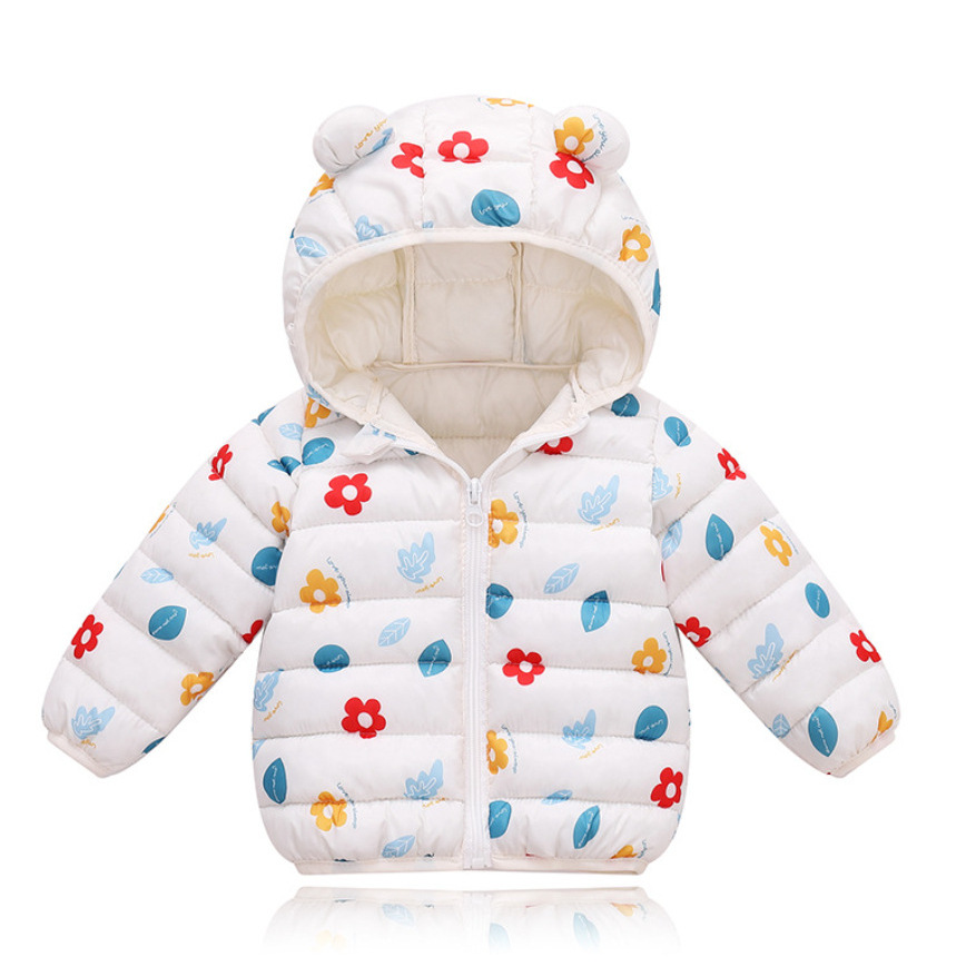 Nueva ropa para niños chaqueta acolchada de algodón para niños y niñas chaqueta cálida bebé orejas pequeñas chaqueta de abajo