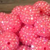 20mm resin drilling ball fluorescent rose red AB color drill bead chunky beads diy diamond inlaid big beads