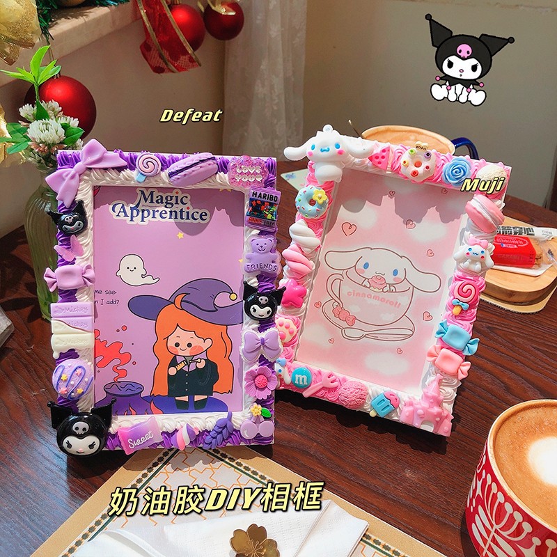 Creative photo frame diy cream glue strawberry bear cinnamon dog material package photo frame handmade homemade photo frame gift