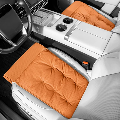 Seat cushion, seat cover, cushion with integrated extended leg rest - ideal-orangefront-row-dual-seatsleg-rest