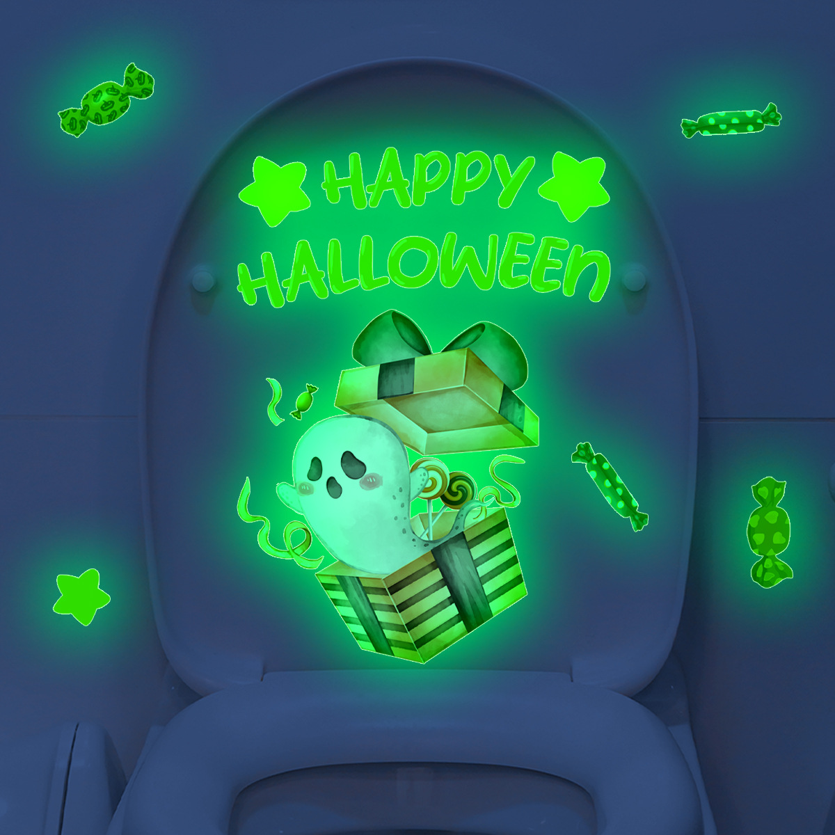 Halloween Glow In The Dark Wall Stickers Wizard Pumpkin Skull_voghion.com