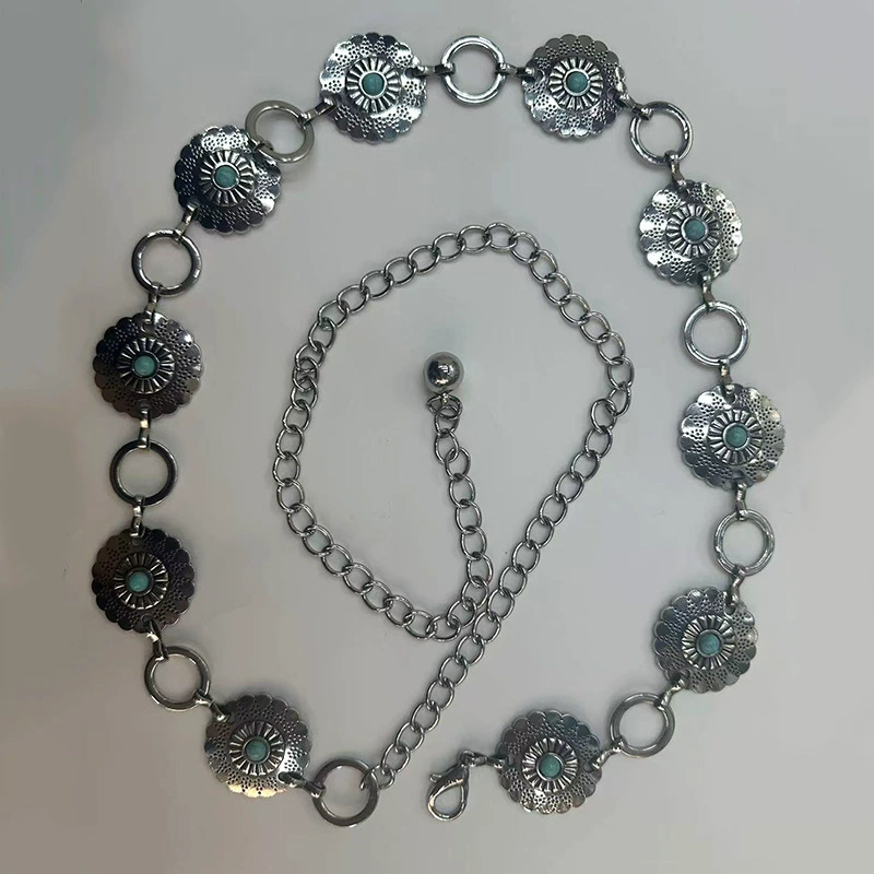 Европейский и американский ретро-узор, поясная цепочка, женское платье, декоративный ремень, трансграничные женские аксессуары в стиле ins, металлическая цепочка