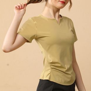 Good-Looking Summer Yoga Clothes for Women Running Sports Slimming Look Tops Slimming Look Short-Sleeved T-Shirts Quick-Drying Breathable Fitness Clothes