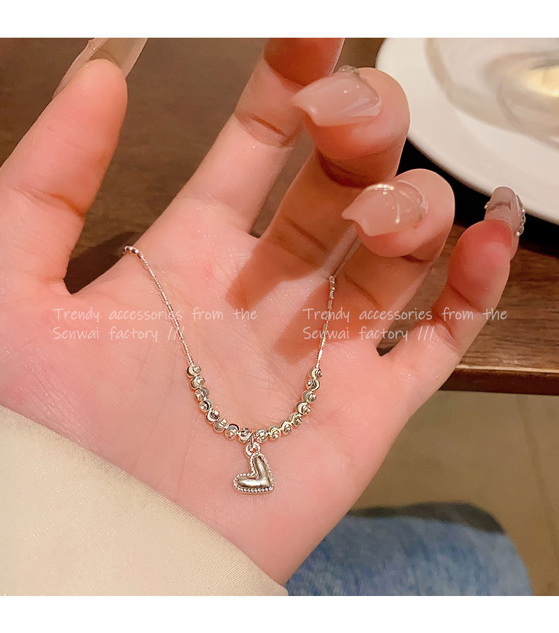 small pieces of silver love necklace for women light luxury minority cold style sweater chain high sense all-match super hot ornament wholesale undefined
