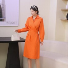 法式衬衫连衣裙女春秋2026新款设计感气质收腰长裙显瘦休闲a字裙