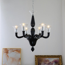 法式轻奢黑色穆拉诺玻璃吊灯设计师创意美式复古客厅卧室餐厅灯具