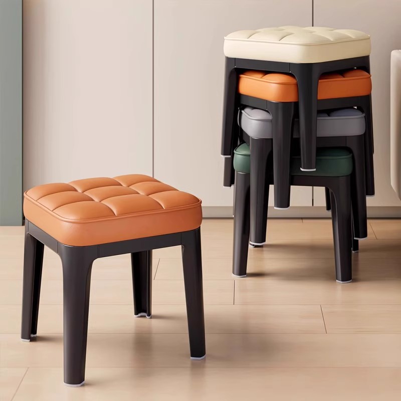 Cross-Border Living Room Square Stool, Soft-Packed Small Stool, Entry Shoe-Changing Stool, Stackable Coffee Table Stool, Simple Modern Household Low Stool