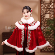 旗袍绝美披肩红色日常可外穿2025秋冬季新款加绒加厚高端搭配旗袍