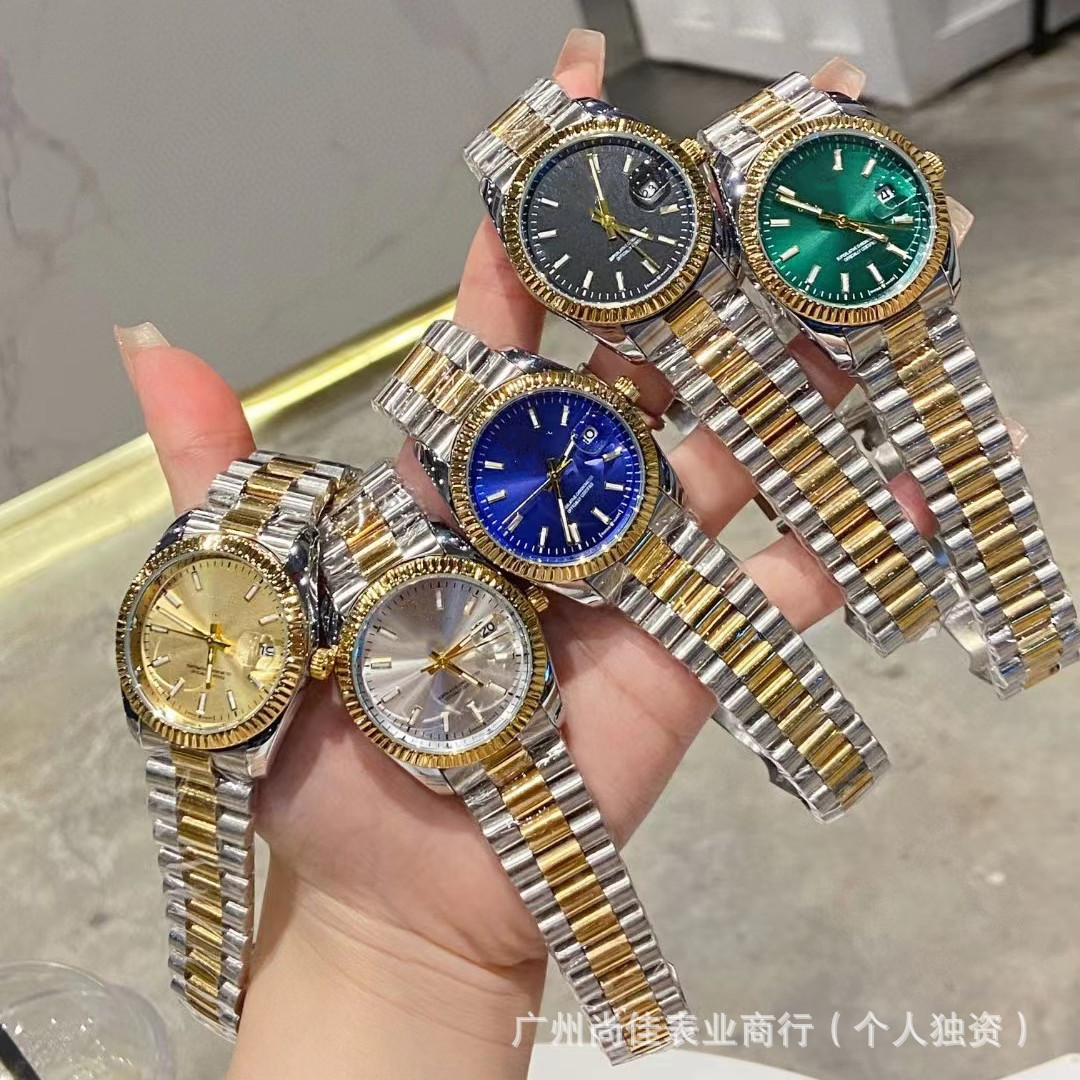 厂家货源劳家日志系列休闲实心三珠钢带石英手表男士名表新品腕表