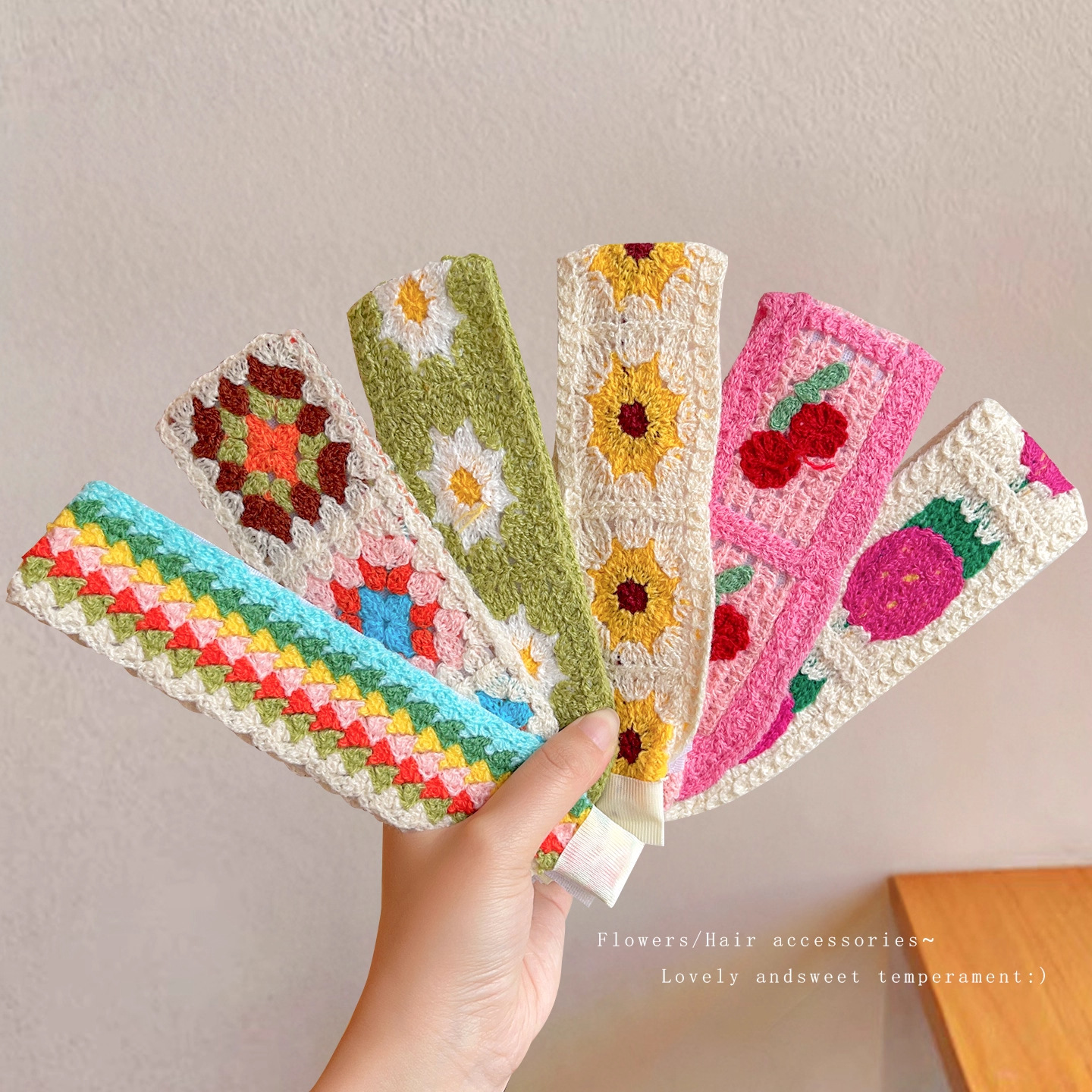 Tejido bordado velcro banda de cabello para niños frange pegado acabado de cabello magia artefacto universal prensado cabello lavado de cara banda de cabello tocado