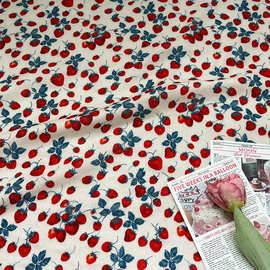 红莓甜意 双层纱全棉母婴级印花布料宝宝口水巾浴巾服装睡衣面料