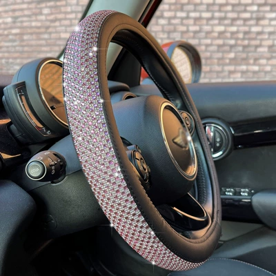 Amazon foreign trade car handle | Steering wheel cover - pink-steering-wheel-cover-38cm