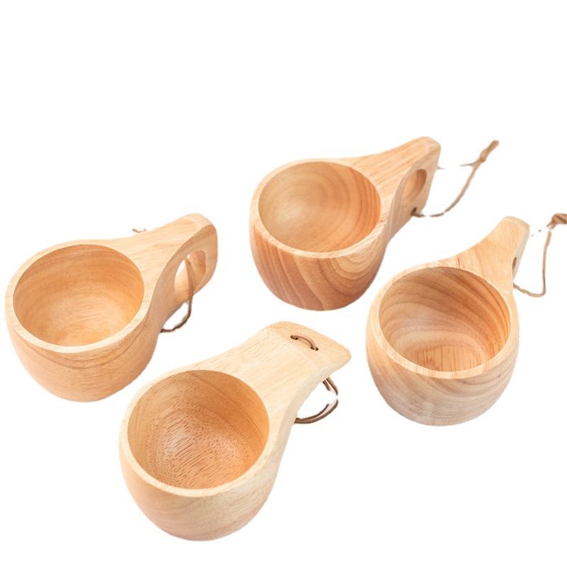 Daxin madera de caucho de bambú taza de leche taza de café taza de agua de madera natural Oficina taza portátil regalo japonés y coreano