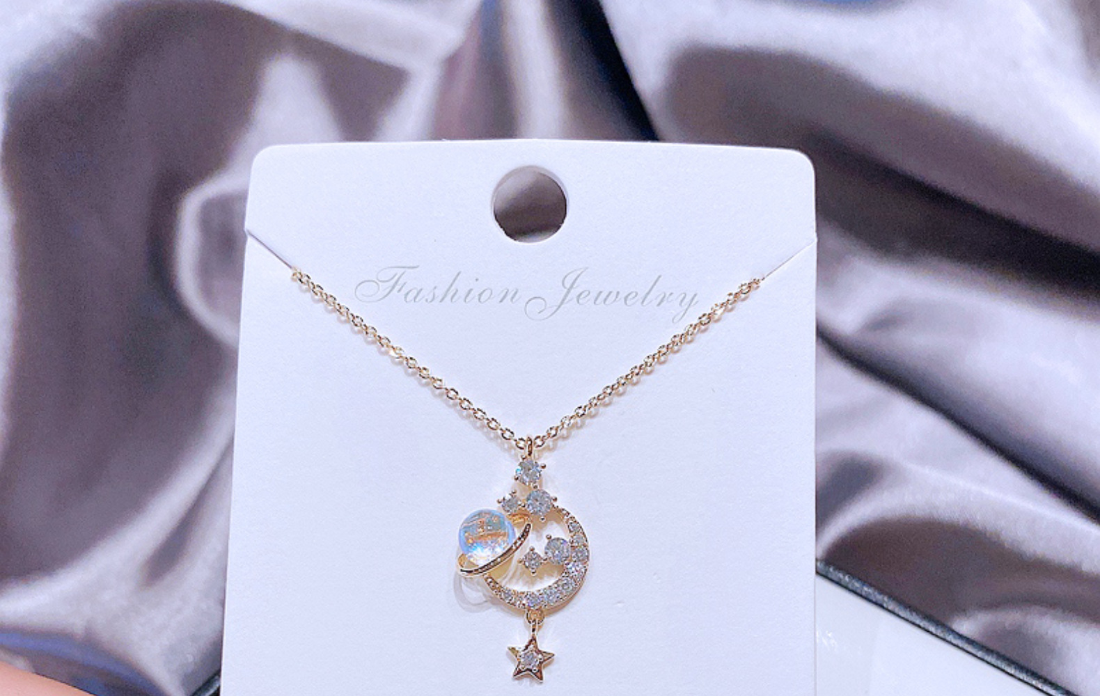 fantasy colored glaze planet fashion clavicle chain copper plated gold necklace