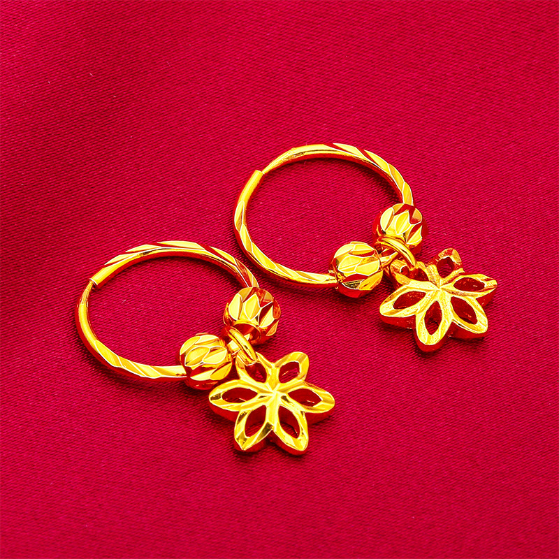 Vietnam sand gold women's fashion earrings flower earrings live jewelry generation hair \jewelry five-pointed star earrings