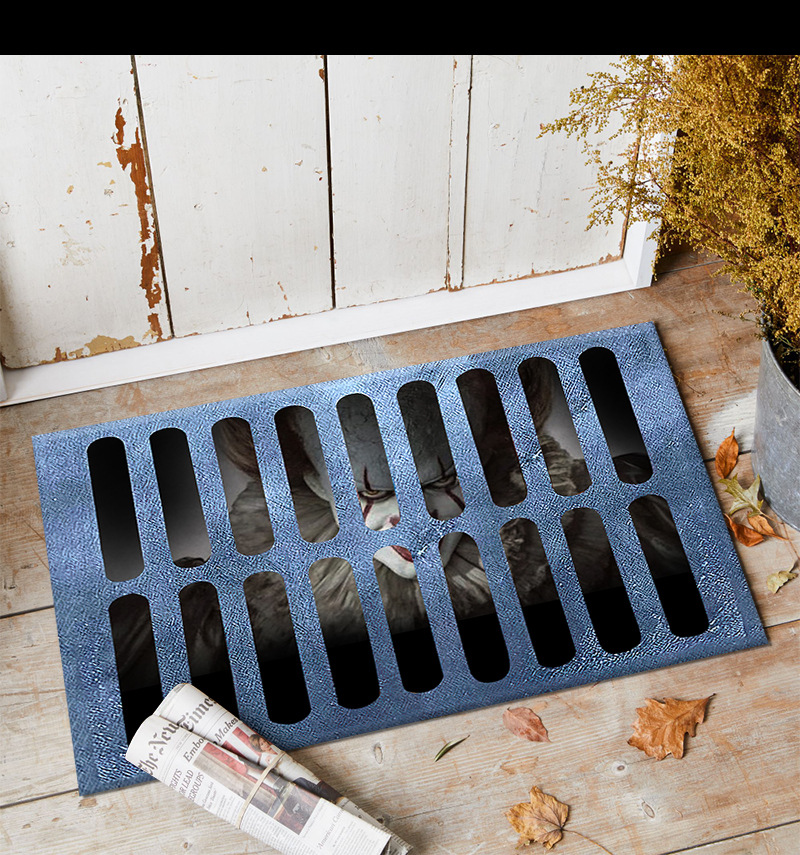 Fábrica transfronteriza alcantarilla cubierta de alcantarilla alfombra de payaso estera de la puerta de Halloween cráneo diseño fantasma cara estera del pie estera del baño