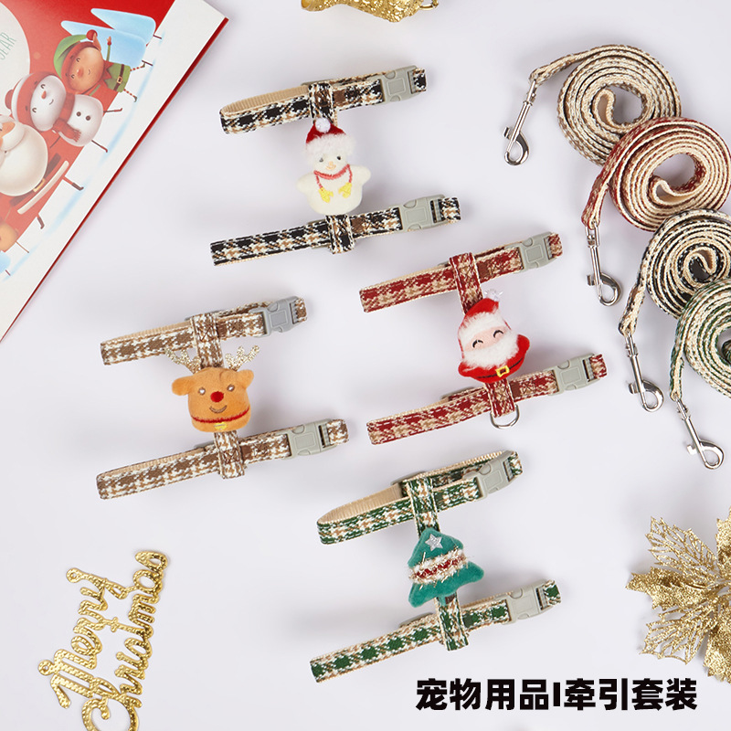 Transfronterizo ajustable mascota gato SERIE DE Navidad traje de cuerda de tracción perro pequeño perro cuerda en forma de I correa para el pecho