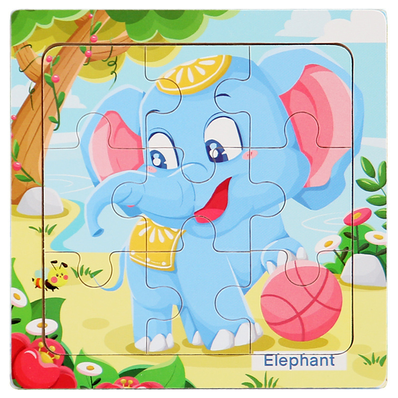 9 ピースフラットパズル木製小さなパズル幼児早期教育教育漫画動物交通認知おもちゃ卸売|undefined