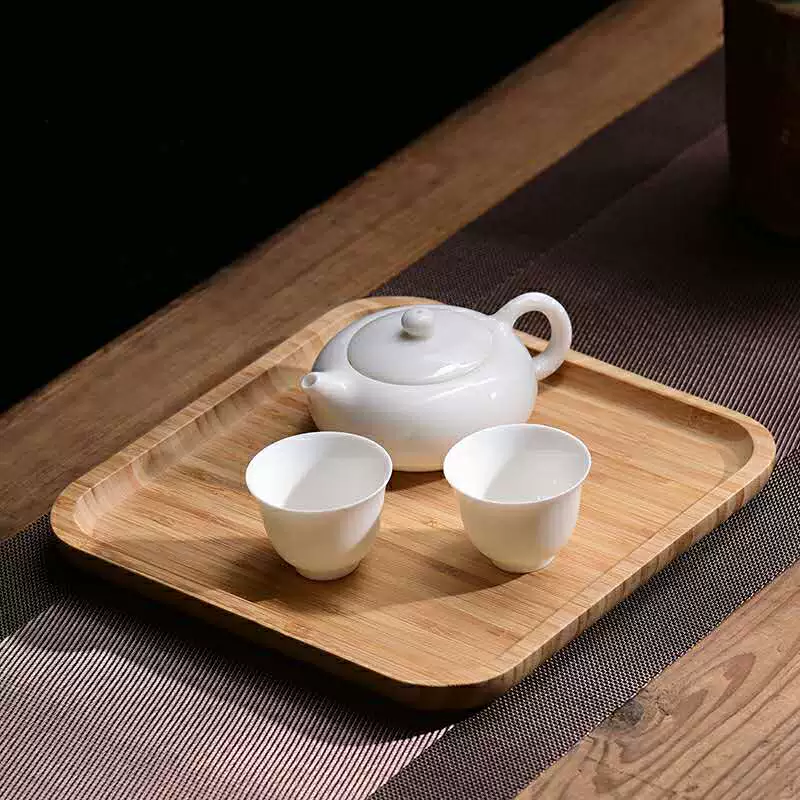 Bamboo tray creative pizza bamboo wood tea tray Japanese rectangular household cake bamboo tray water cup plate barbecue tray