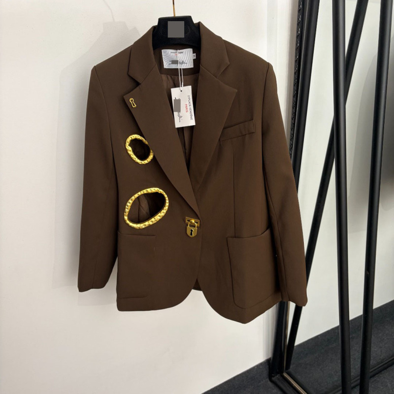 Nanyou high-end foreign trade stylish slim-fit casual popular gold buckle metal hollow long-sleeve blazer