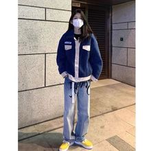 小香风仿羊毛外套女士高级感加厚美式宽松炸街休闲中长款棉服爆款