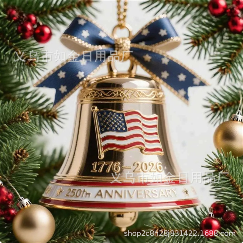 跨境新款250th Anniversary Bell Ornament250周年圣诞纪念钟饰|undefined
