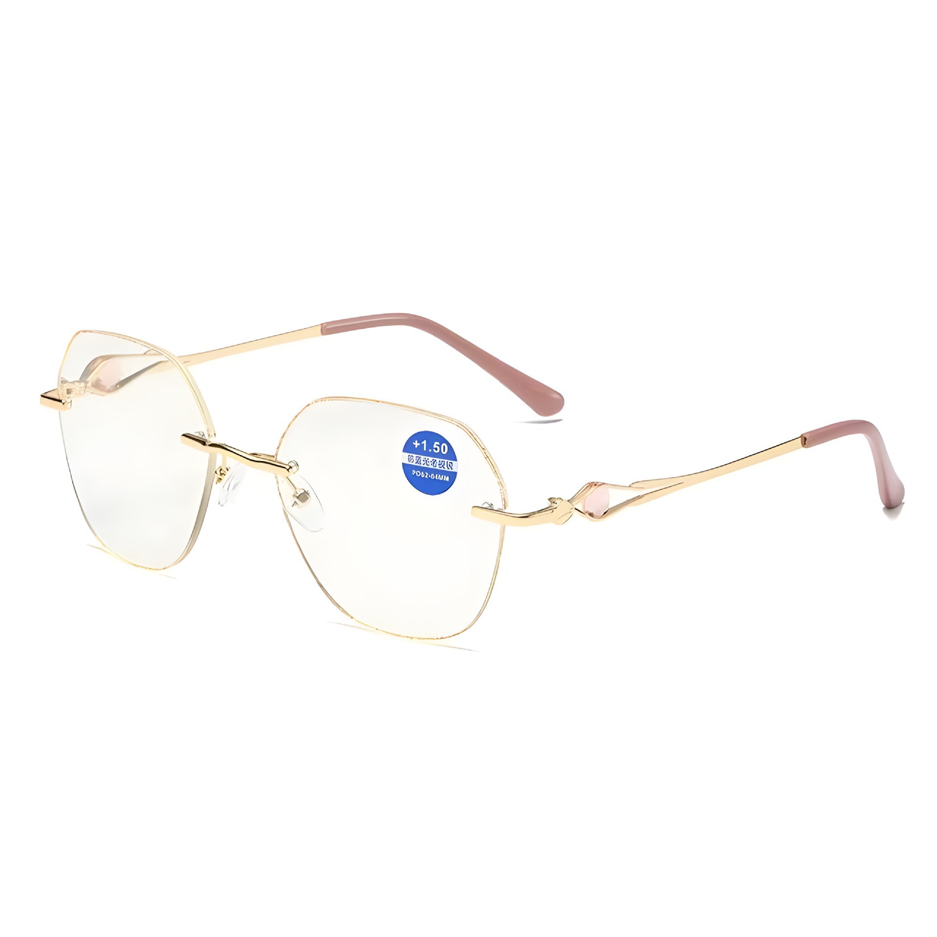 Clásico y elegante damas gafas de luz de metal para mujeres de mediana edad de moda anti-luz azul marco de gafas de luz de luz