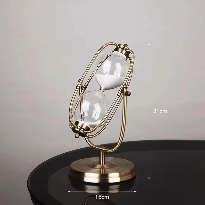 Metal 15 Minutes Gold Rotating Timer Hourglass Office Decoration Light Luxury Desktop Ornament_voghion.com