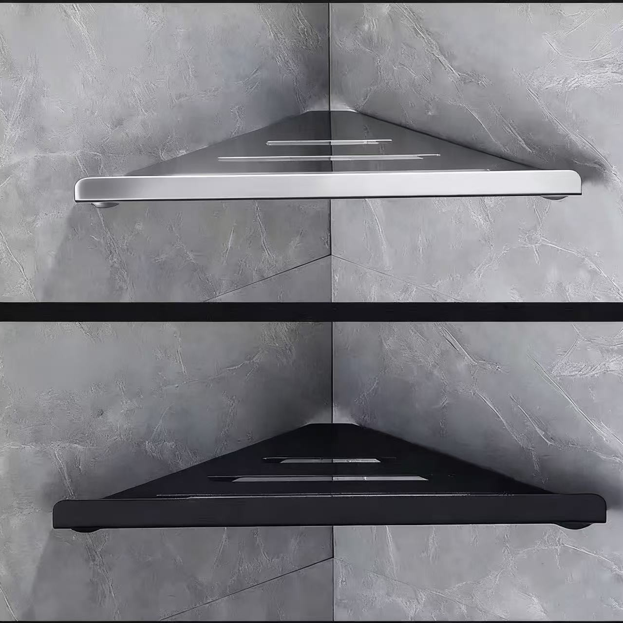 304 Stainless Steel Bathroom Corner Shelf, No-Drill Installation, Modern and Simple Design