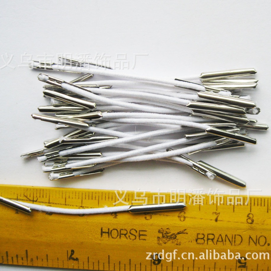 供应包装辅料两头金属扣橡筋挂绳 铁头松紧绳颜色规格都可定做