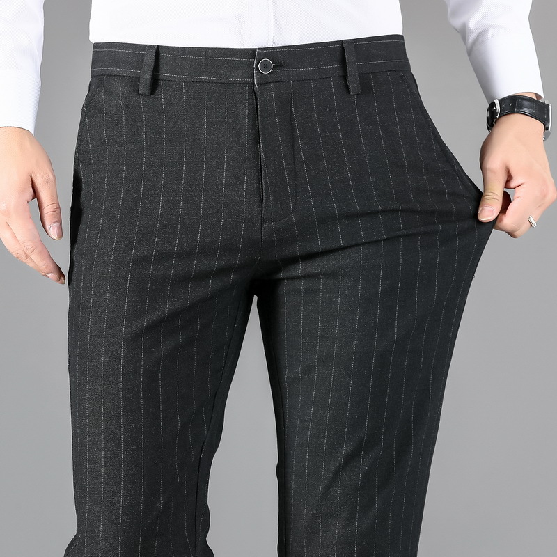Kişi üçün zolaqlı slim-fit şalvar, biznes və gündəlik üçün