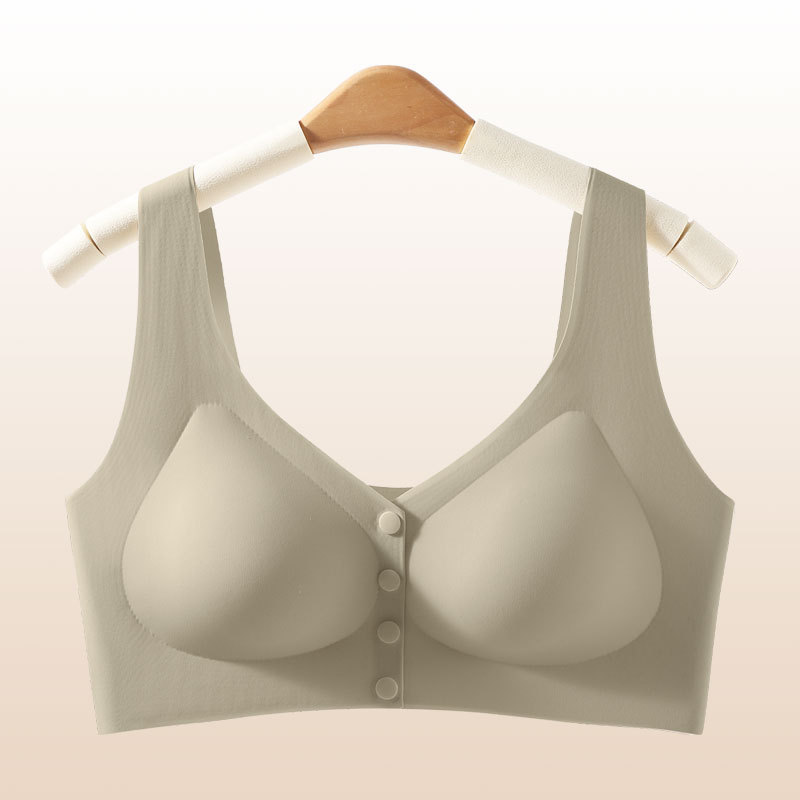 前开扣中老年文胸女士无痕舒适无钢圈聚拢收副乳防下垂妈妈内衣|undefined