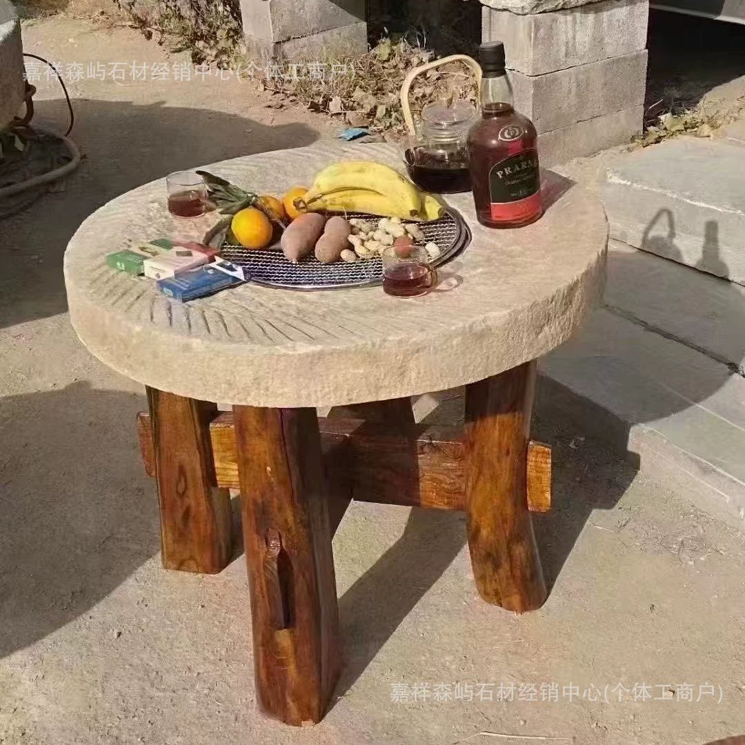 Каменно-мельничный чайный стол ретро ностальгический старый шлифовальный стол открытый шлифовальный стол